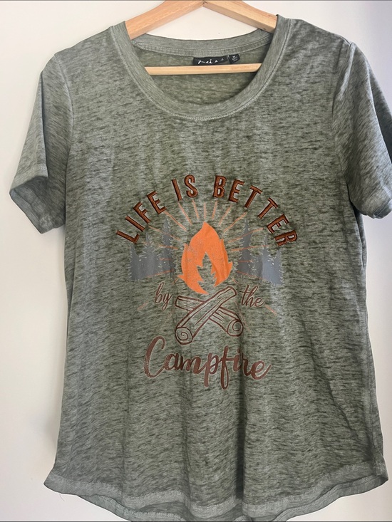 Joei & I Tops - Life Is Better by the Campfire Graphic Tee - Olive Green